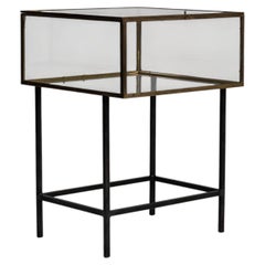 Antique French Vitrine Display, Black Metal & Glass, Early 1900s