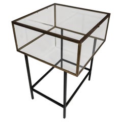 Antique French Vitrine Display, Black Metal & Glass, Early 1900s