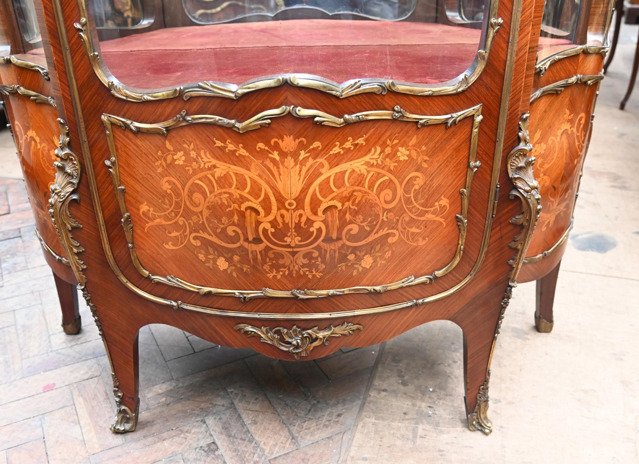 Antique French Vitrine Display Cabinet Inlay 1860 For Sale 2