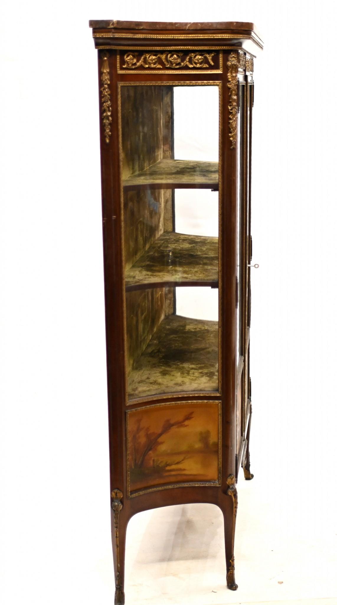 Antique French Vitrine Display Cabinet Painted Vernis Martin 1870 In Good Condition For Sale In Potters Bar, GB