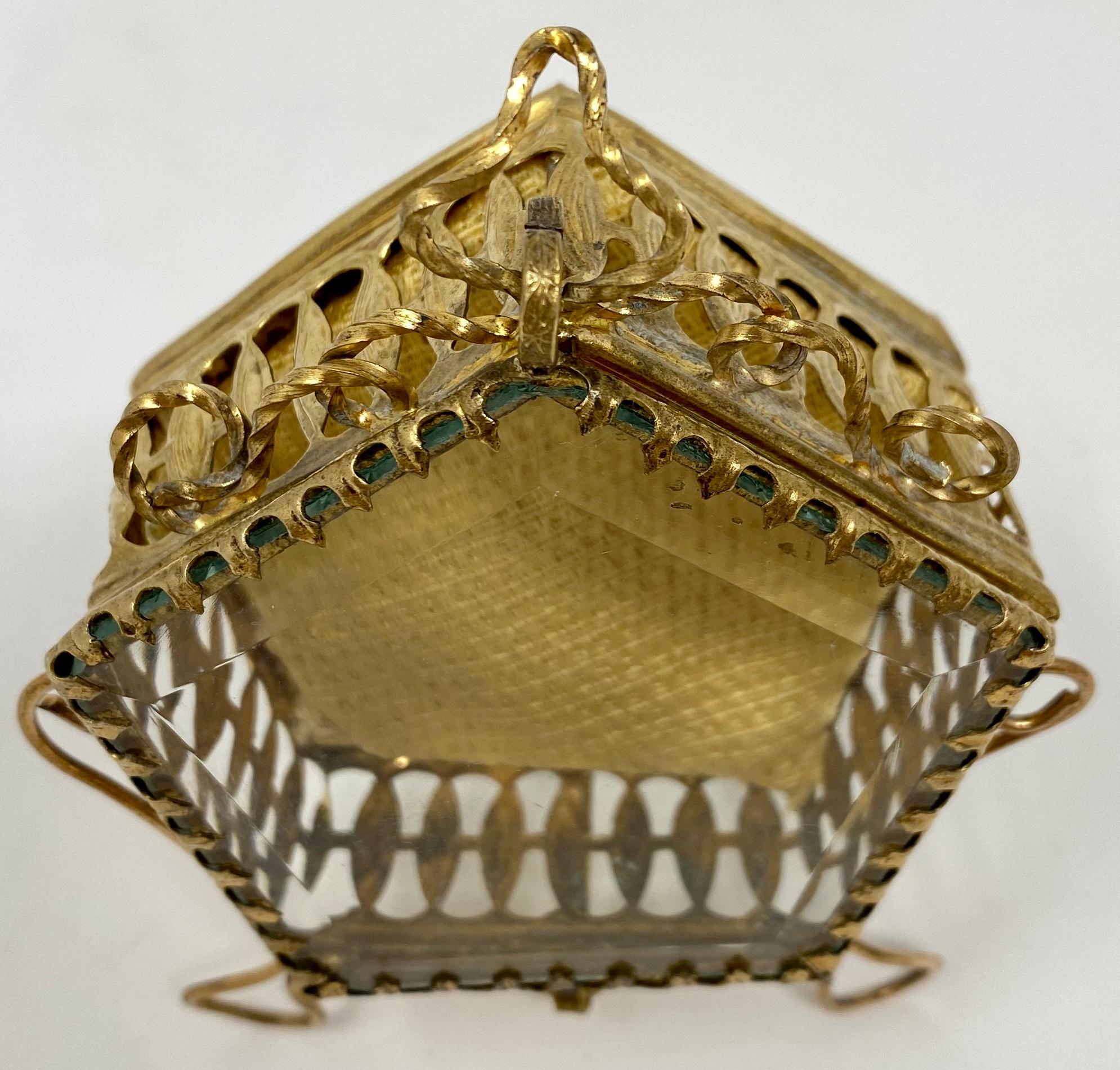 Antique French Vitrine Watch Holder Brass Ormolu with Beveled Glass, circa 1900 For Sale 2