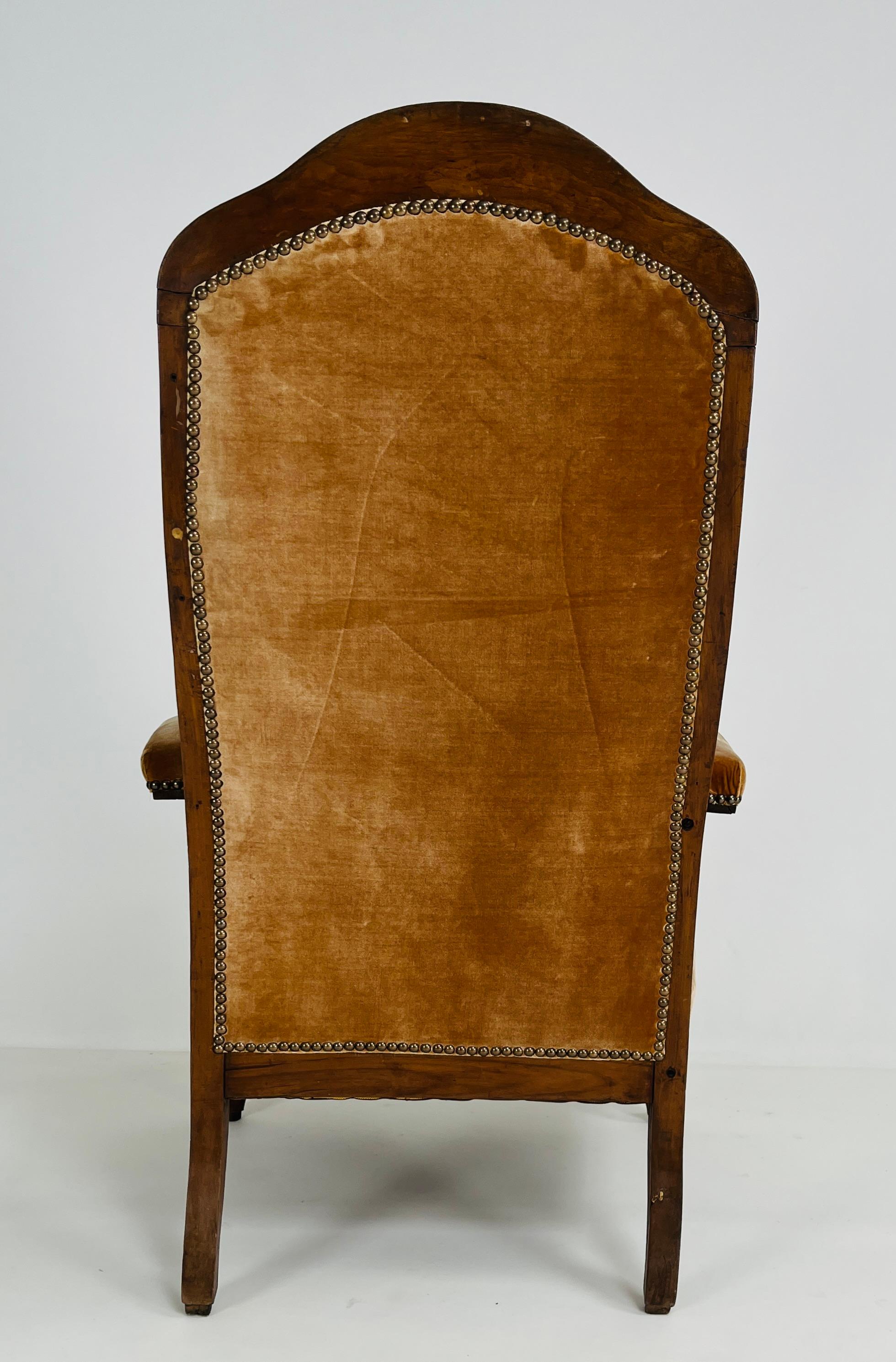 Mohair Antique French Voltaire Armchair en vente