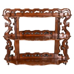 Antique French Wall Hanging Shelves in Mahogany 19th Century