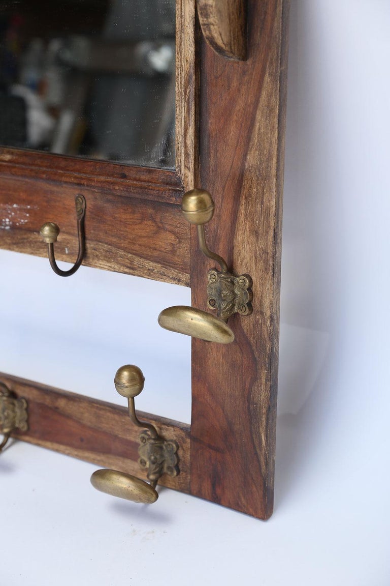 Antique French Wall Hat Rack with Mirror at 1stDibs
