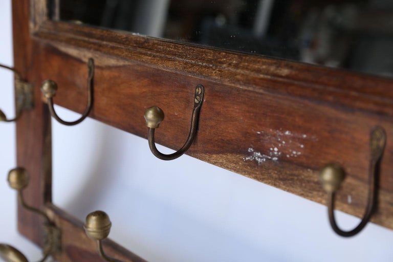 Antique French Wall Hat Rack with Mirror at 1stDibs