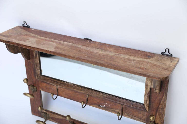 Antique French Wall Hat Rack with Mirror at 1stDibs