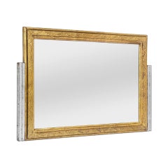 Antique French Wall Mirror Gilded & Silvered Wood, Art Nouveau Style, circa 1900