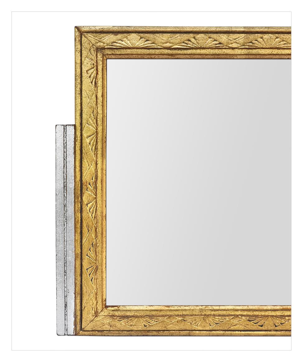 Art nouveau Antique Wall Mirror français en bois doré et argenté, style Art Nouveau, circa 1900 en vente