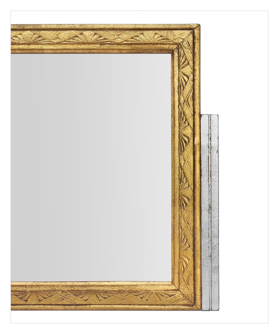 Français Antique Wall Mirror français en bois doré et argenté, style Art Nouveau, circa 1900 en vente