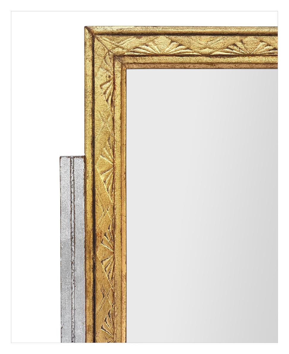 Doré Antique Wall Mirror français en bois doré et argenté, style Art Nouveau, circa 1900 en vente