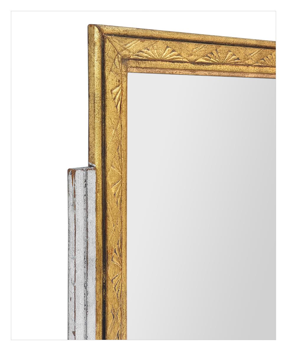 Début du 20ème siècle Antique Wall Mirror français en bois doré et argenté, style Art Nouveau, circa 1900 en vente