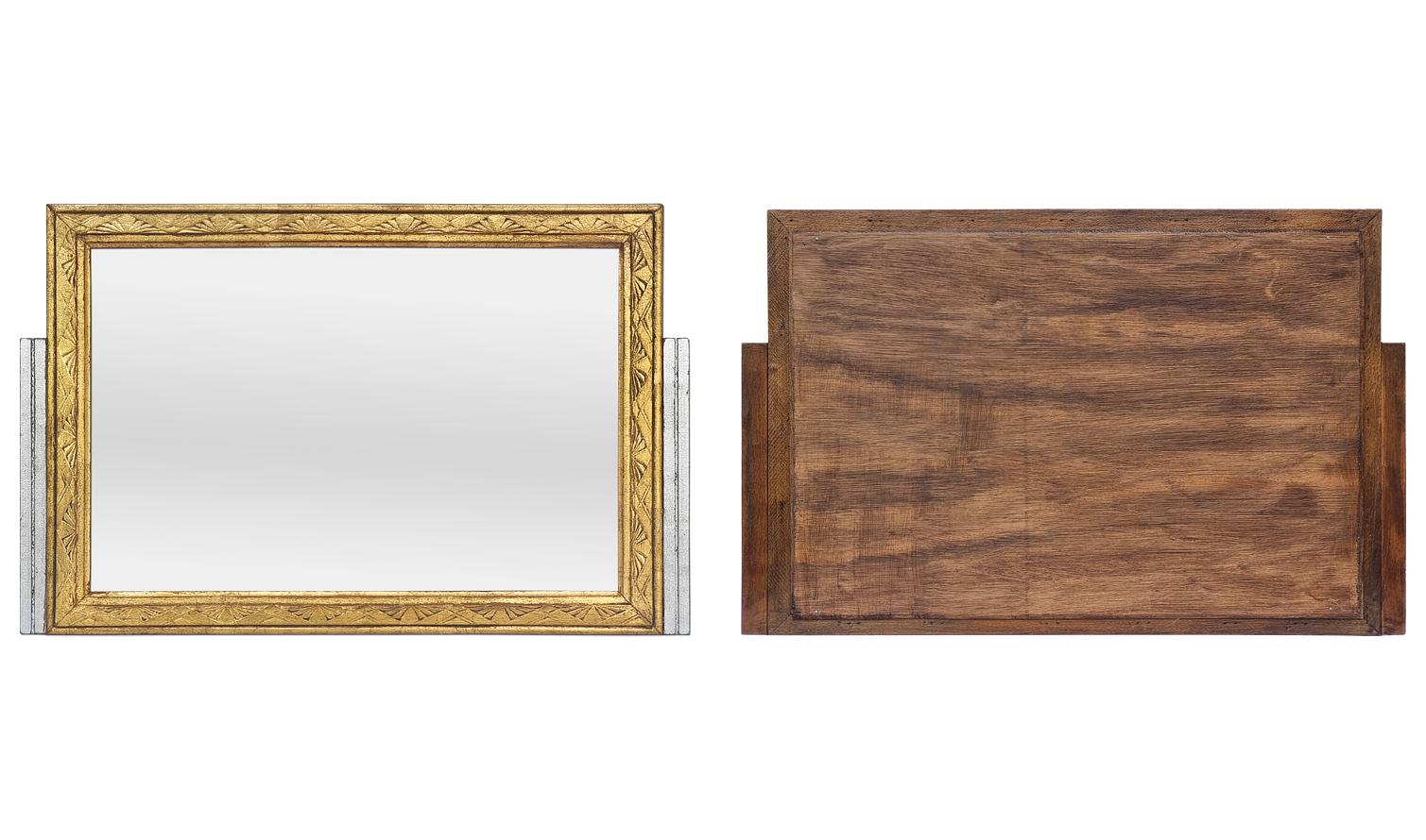 Verre Antique Wall Mirror français en bois doré et argenté, style Art Nouveau, circa 1900 en vente