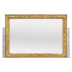 Antique French Wall Mirror Gilded & Silvered Wood, Art Nouveau Style, circa 1900