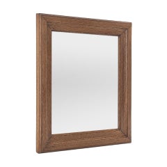 Antique French Wall Mirror In Natural Oak Wood, circa 1940