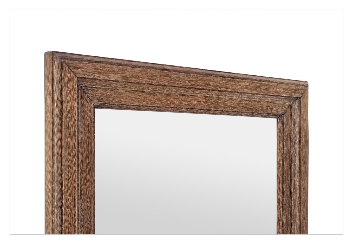Antique French Wall Mirror In Natural Oak Wood, circa 1940 In Good Condition For Sale In Paris, FR