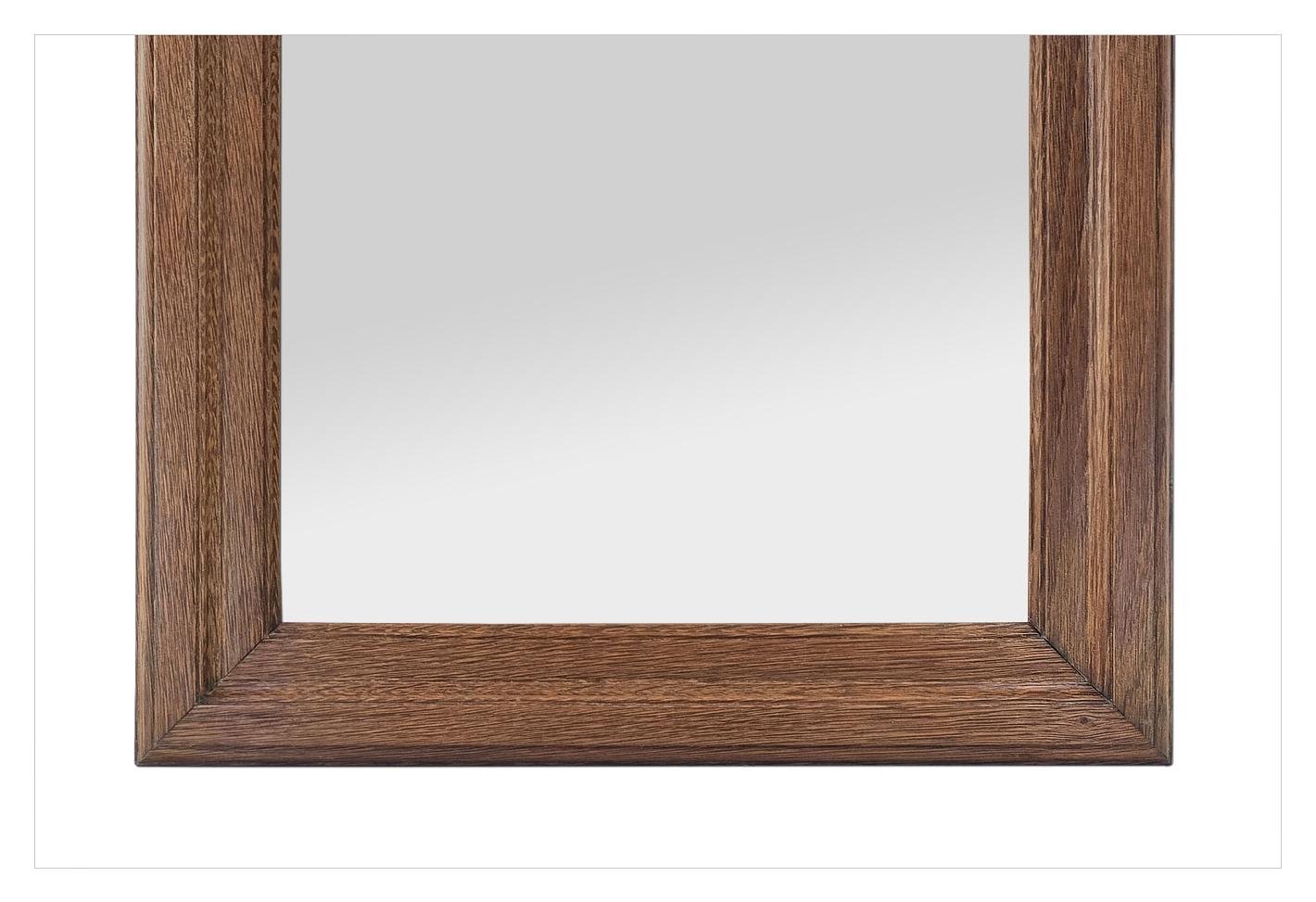 Antique French Wall Mirror In Natural Oak Wood, circa 1940 For Sale 1