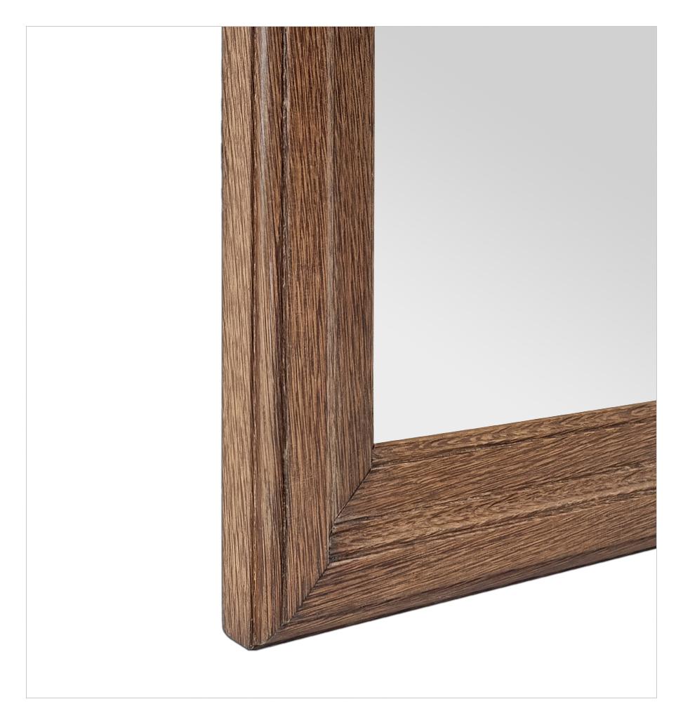 Antique French Wall Mirror In Natural Oak Wood, circa 1940 For Sale 2