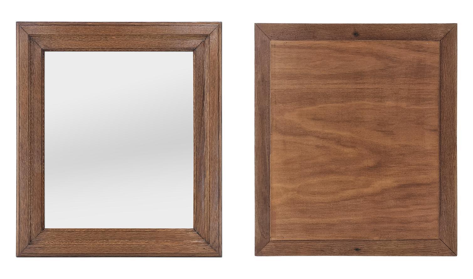 Antique French Wall Mirror In Natural Oak Wood, circa 1940 For Sale 4
