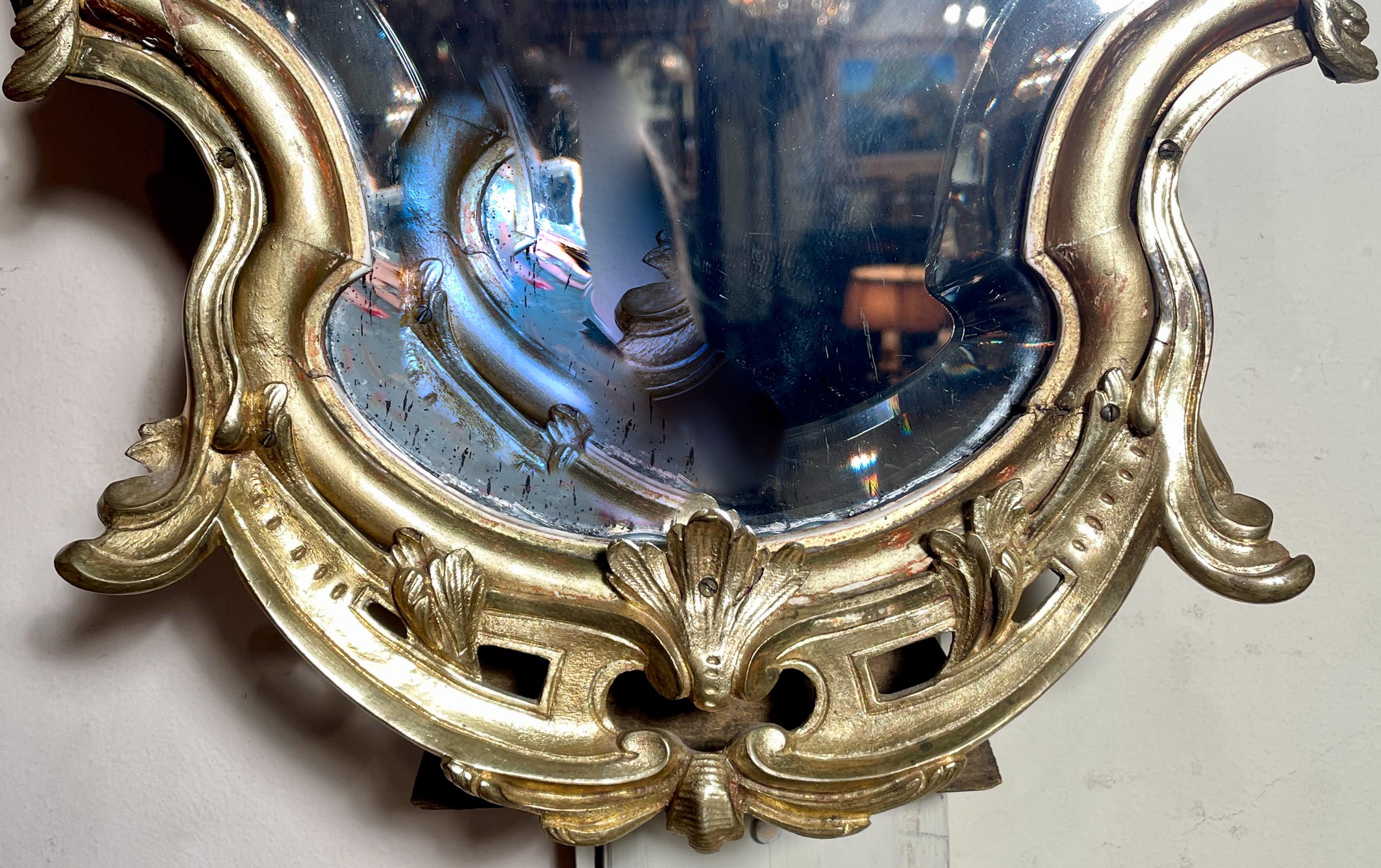 Beveled Antique French Wall Mirror & Jewel Box with Beveling and Gold-Leaf, circa 1890 For Sale