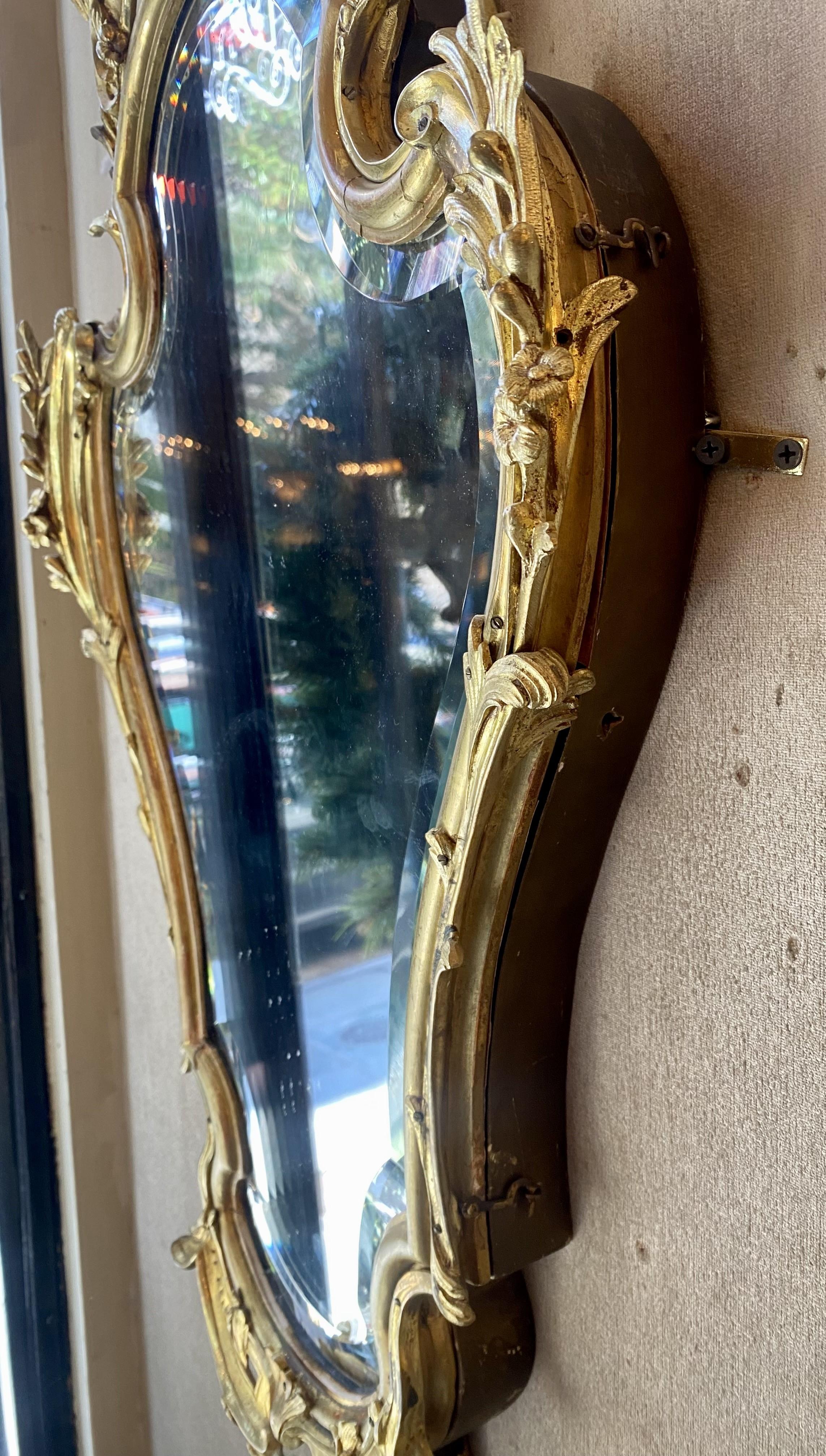 Antique French Wall Mirror & Jewel Box with Beveling and Gold-Leaf, circa 1890 For Sale 3