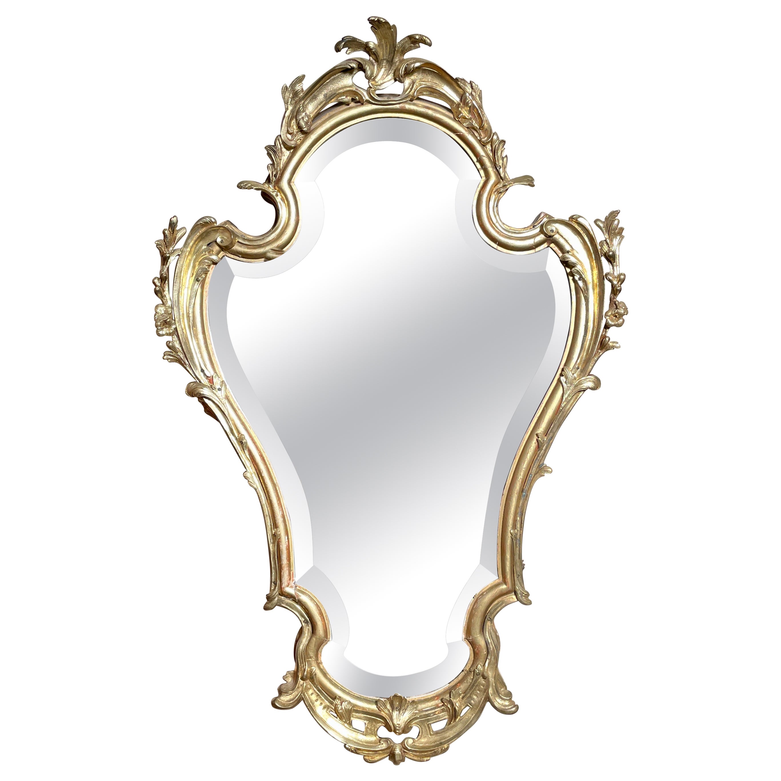 Miroir mural et boîte à bijoux français anciens avec biseautage et feuille d'or, vers 1890 en vente