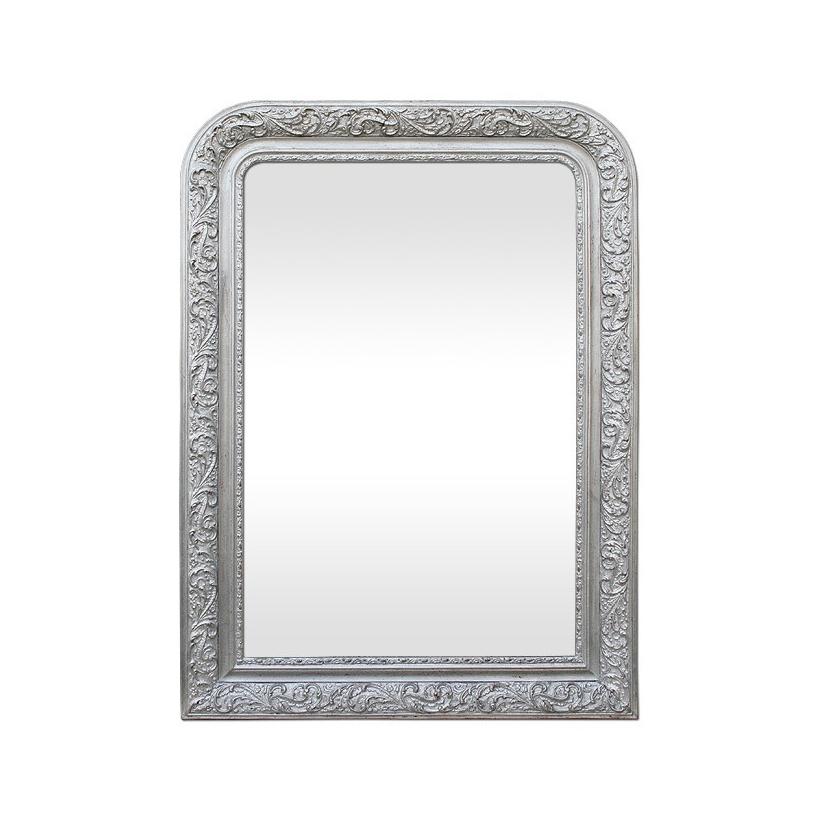 Antique French Wall Mirror, Louis-Philippe Style Silvered Mirror, circa 1900 For Sale