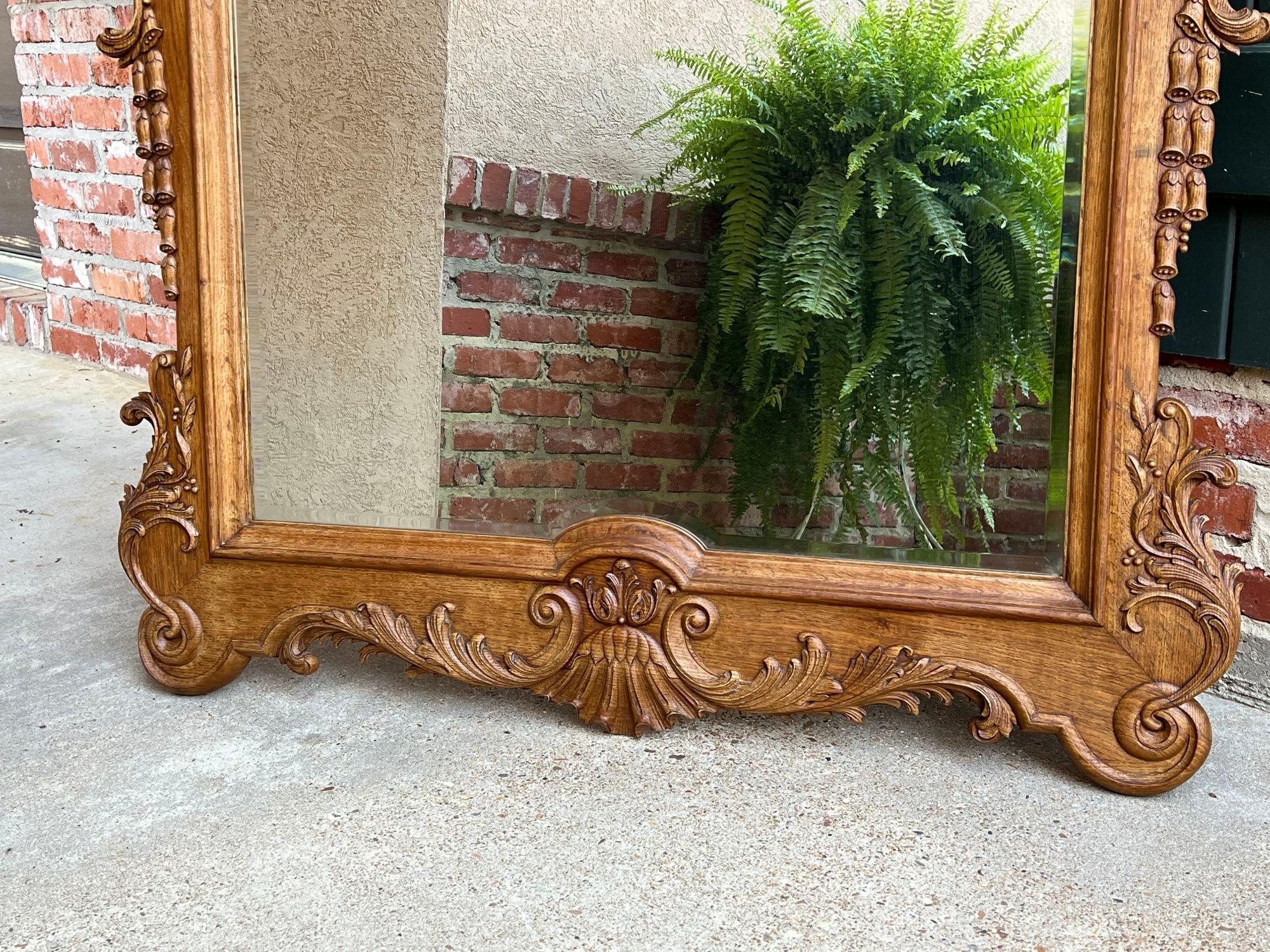Antique French Wall Mirror Louis XV Carved Oak Stripped Finish, 19th Century For Sale 5