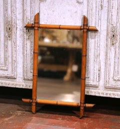 Antique French Wandspiegel mit Faux Bamboo Frame, CIRCA 1920