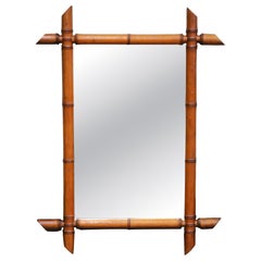Antique French Wandspiegel mit Faux Bamboo Frame, CIRCA 1920