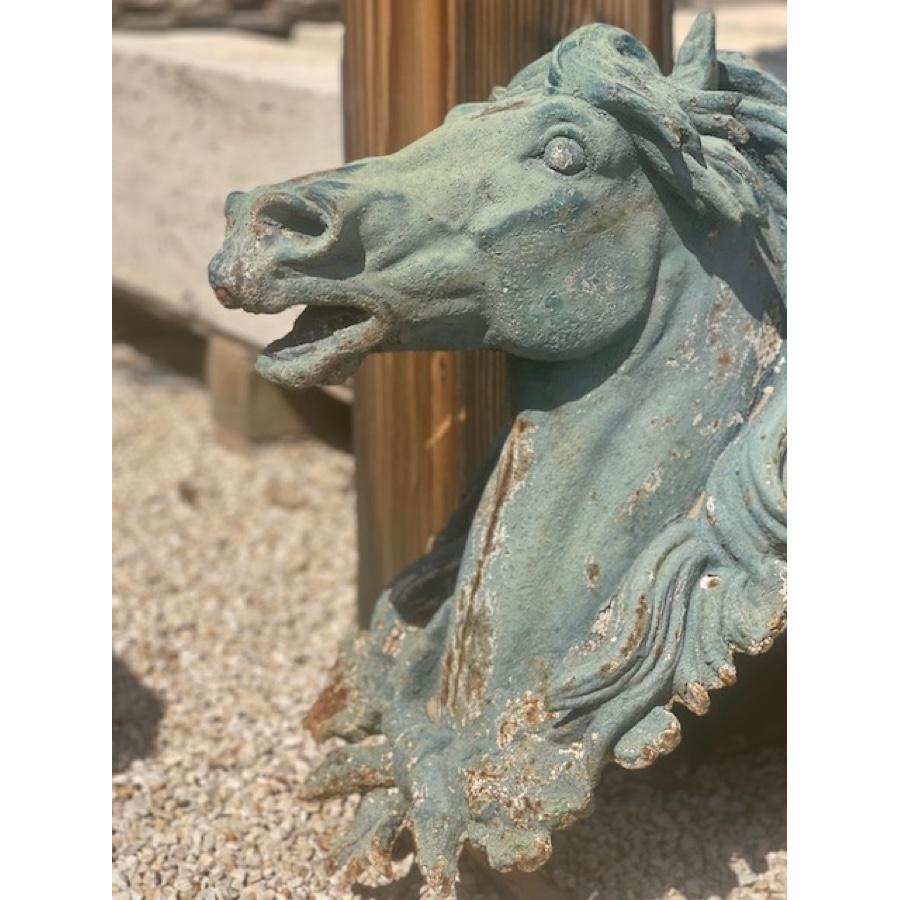 Antique French Wall-Mounted Statue of Cast Iron Horse Head In Good Condition For Sale In Scottsdale, AZ