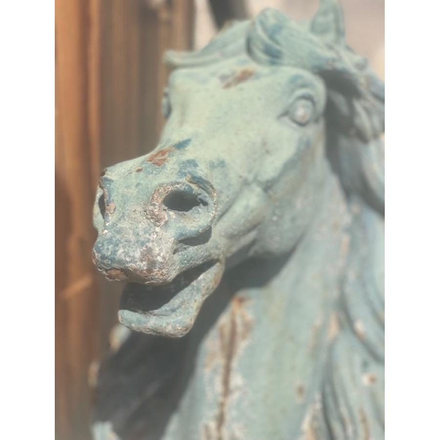 19th Century Antique French Wall-Mounted Statue of Cast Iron Horse Head For Sale