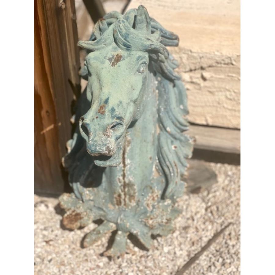 Antique French Wall-Mounted Statue of Cast Iron Horse Head For Sale 2