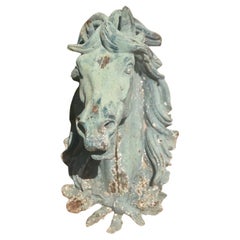Antique French Wall-Mounted Statue of Cast Iron Horse Head