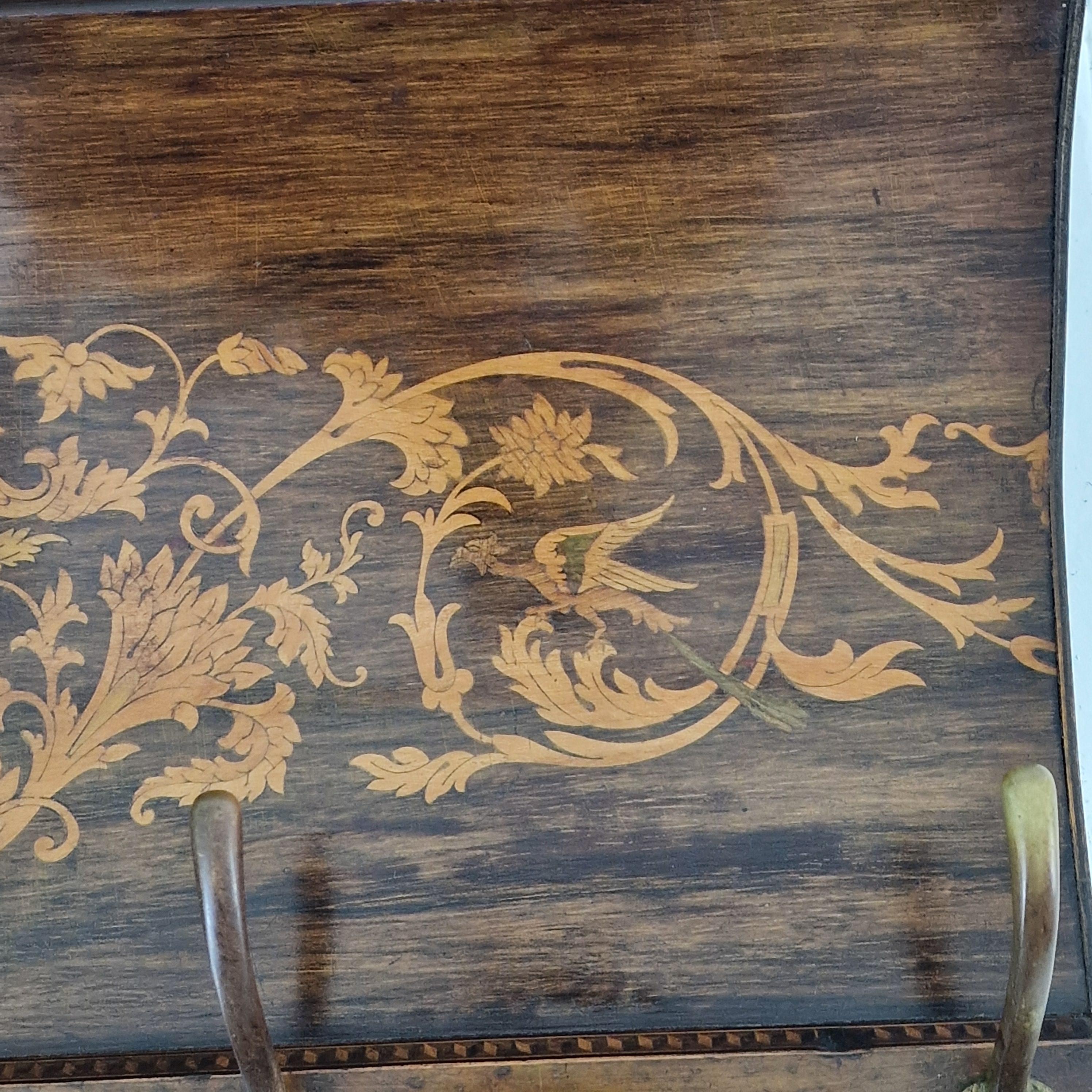 Antique French Wall Rack with Floral Marquetry, 19th Century in vendita 3