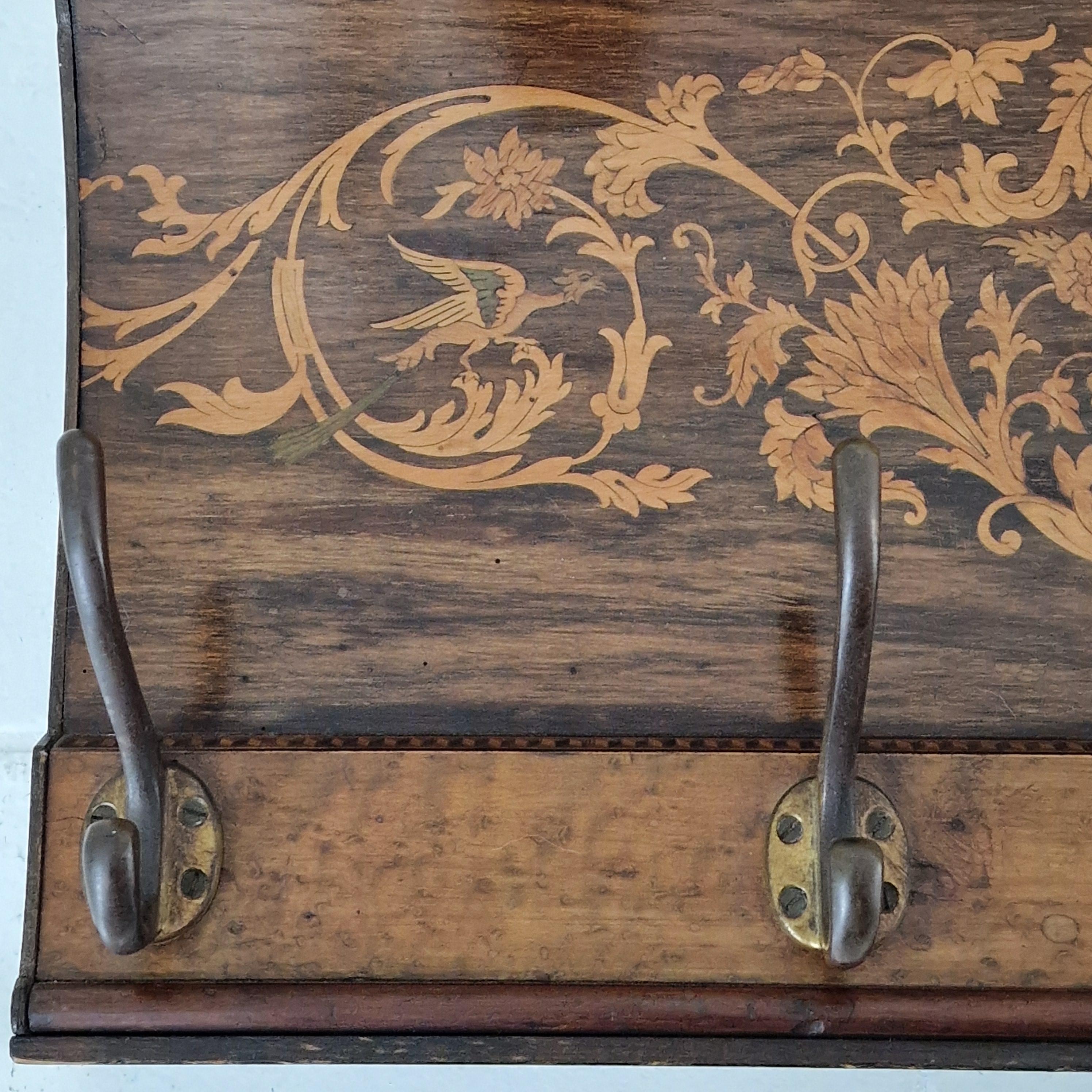 Antique French Wall Rack with Floral Marquetry, 19th Century in vendita 4