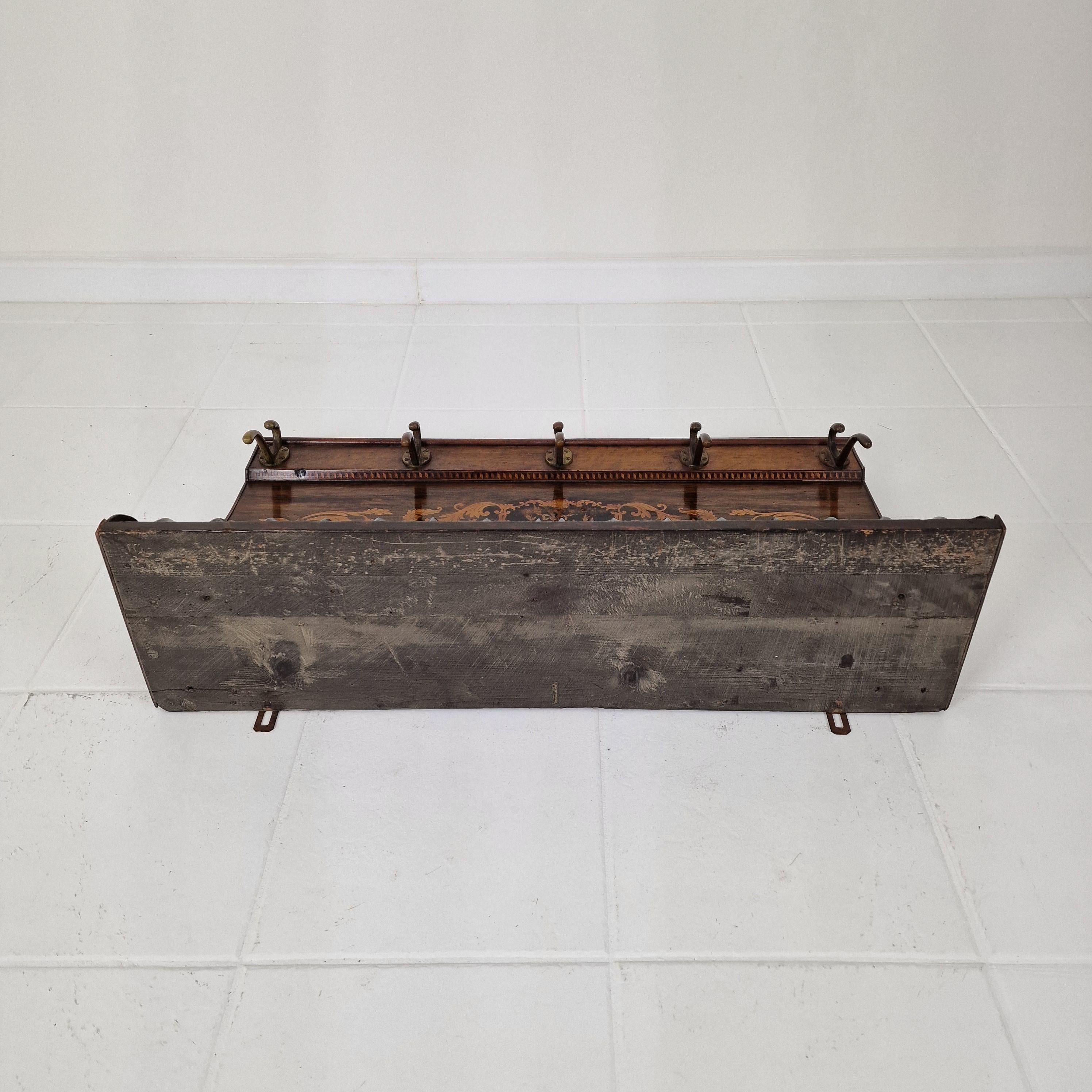 Antique French Wall Rack with Floral Marquetry, 19th Century in vendita 8