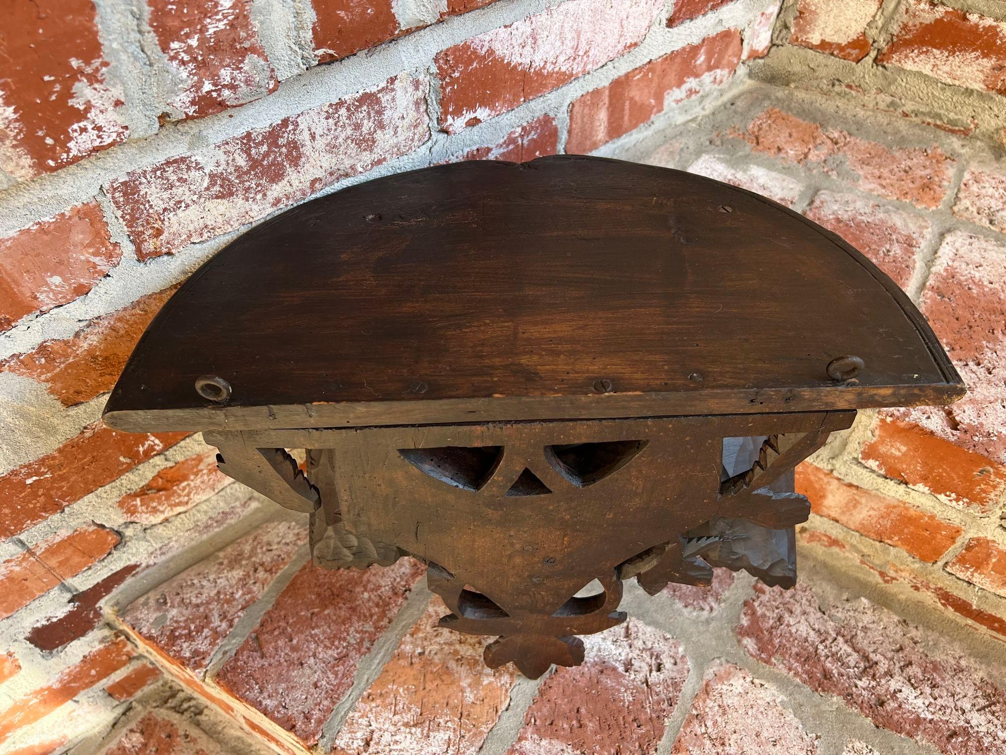 Antique French Wall Shelf Corbel Carved Eagle Black Forest Statue Wood c1880 en venta 3
