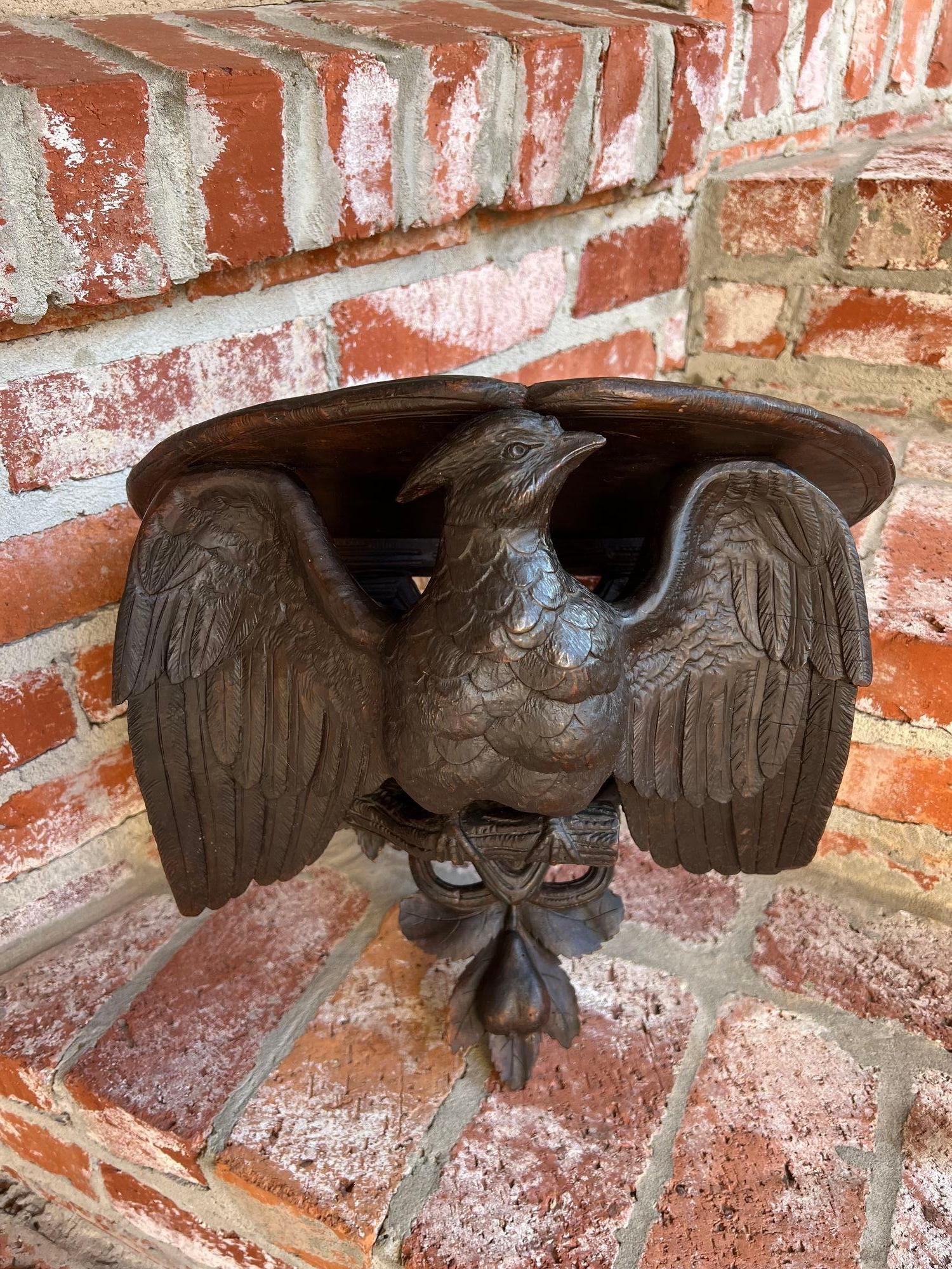 Antique French Wall Shelf Corbel Carved Eagle Black Forest Statue Wood c1880 en venta 5