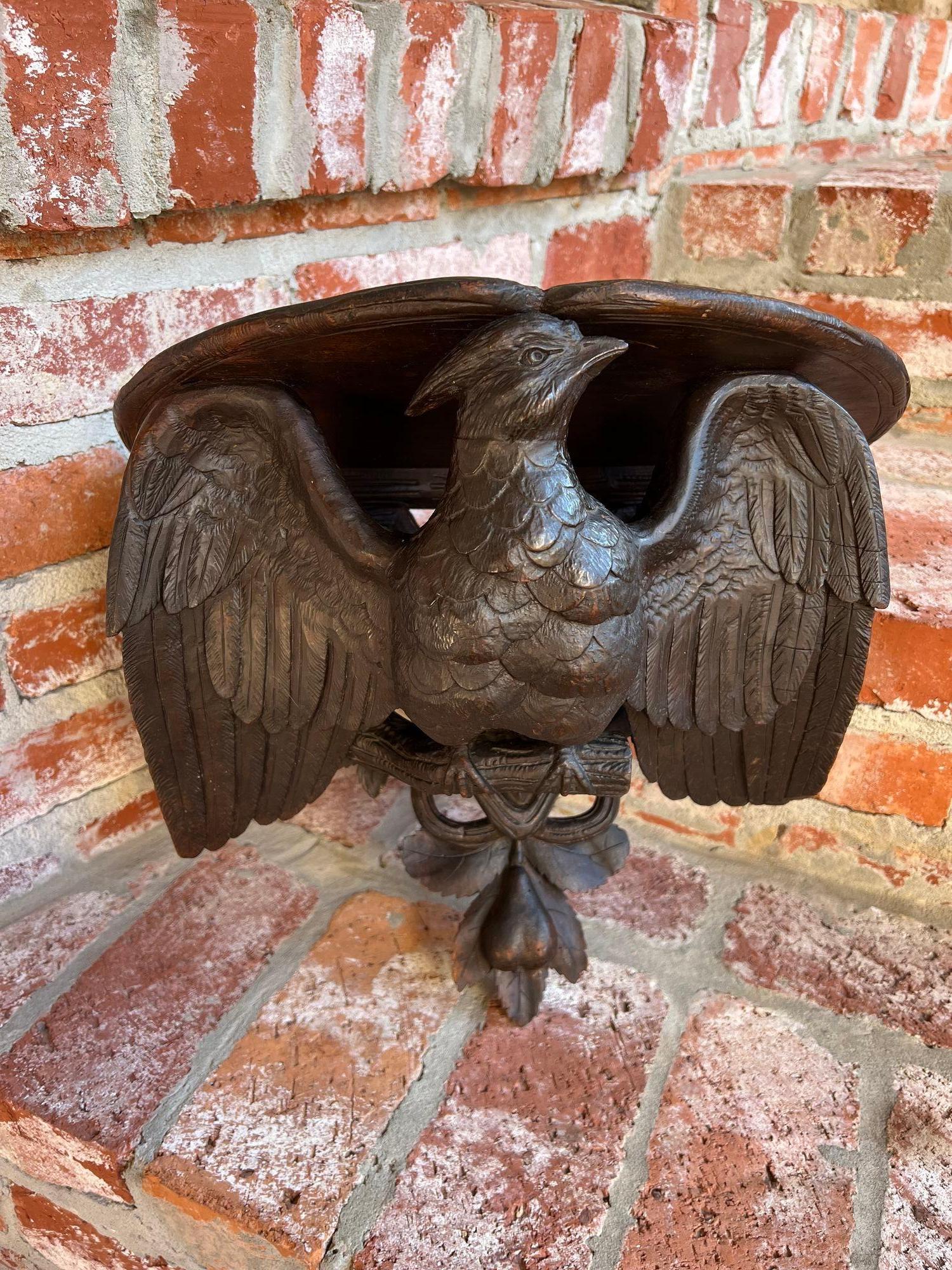 Antique French Wall Shelf Corbel Carved Eagle Black Forest Statue Wood c1880 en venta 12