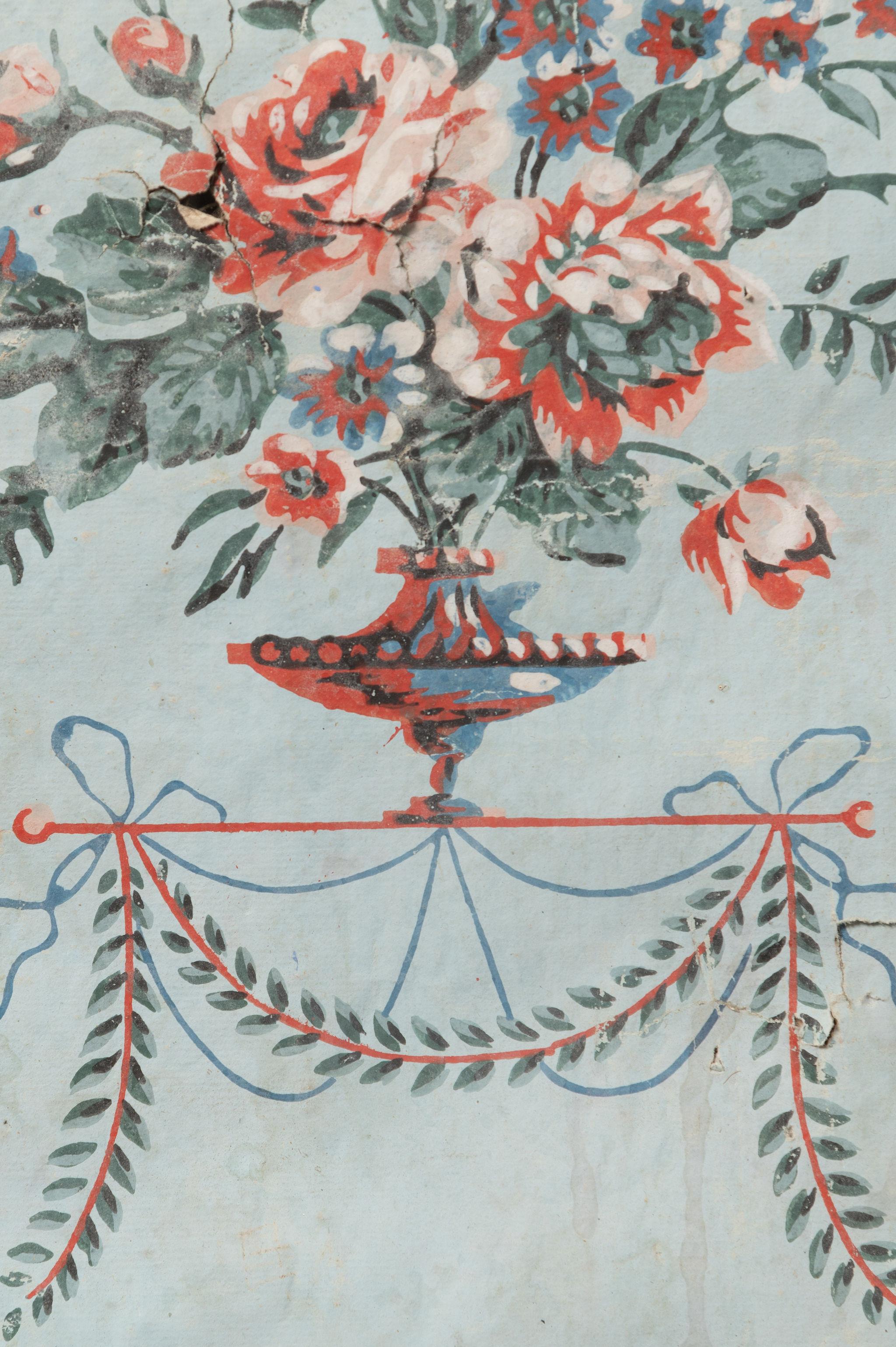 19th Century Antique French wallpaper panel, wall decoration  For Sale