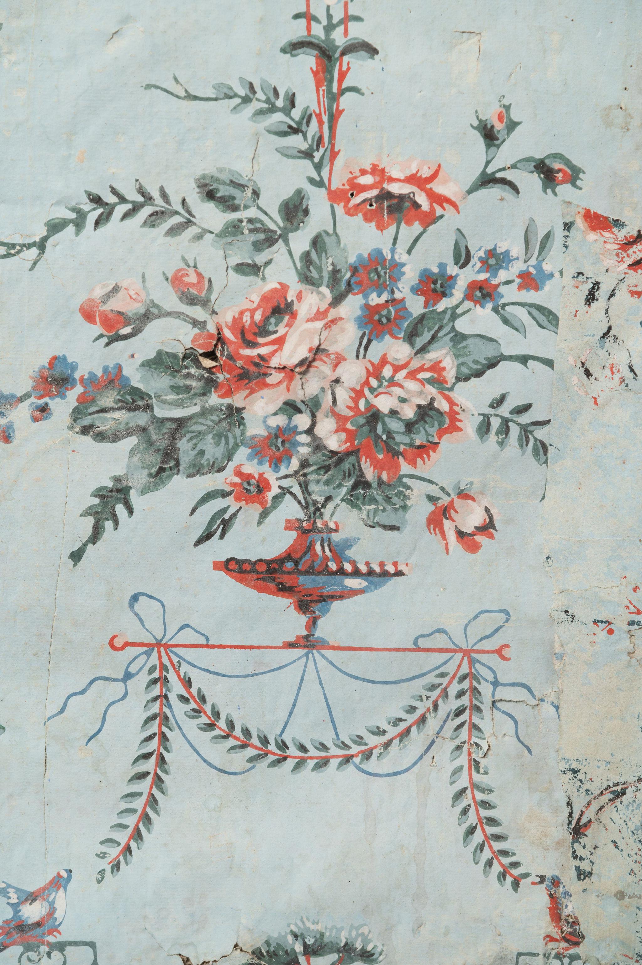 Antique French wallpaper panel, wall decoration  For Sale 1