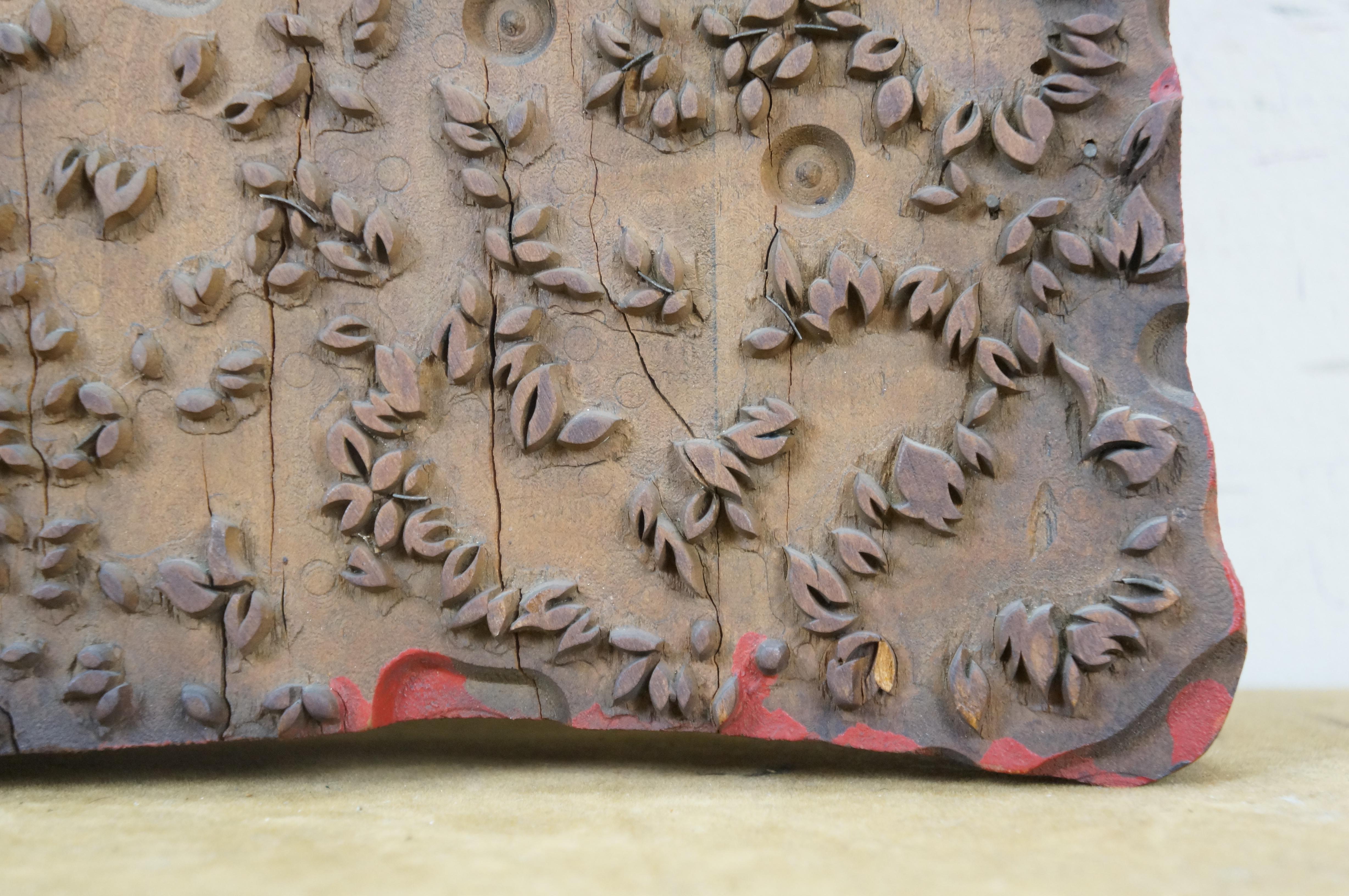 Hardwood Antique French Wallpaper Printing Block Woodblock Stamp Press 13