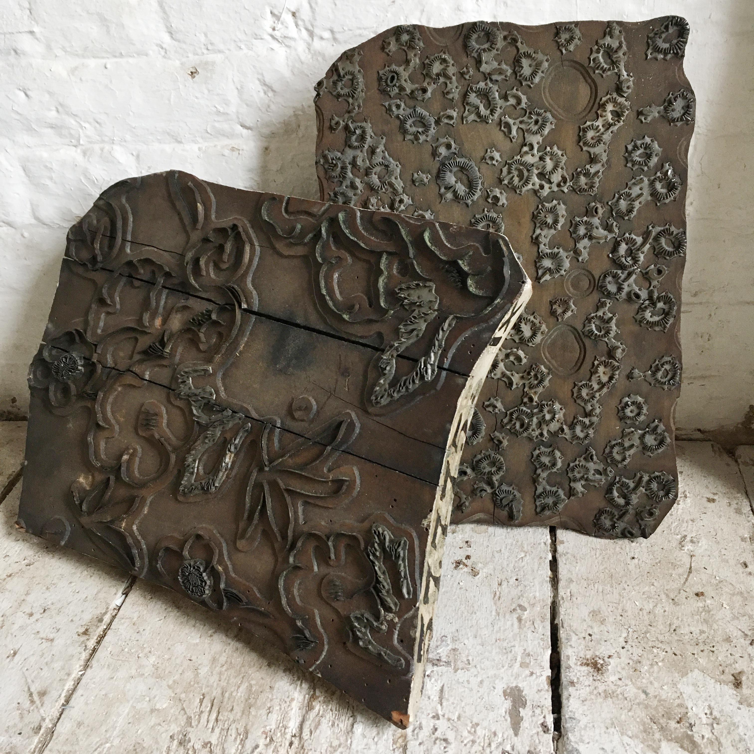 Mid-19th Century Antique French Wallpaper Printing Blocks, circa 1850