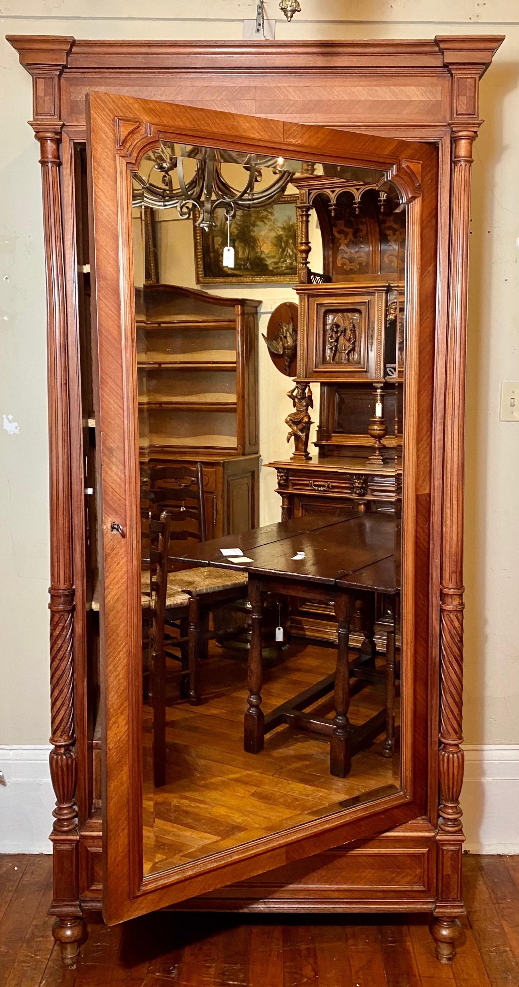 Antique French walnut 19th century armoire.

  