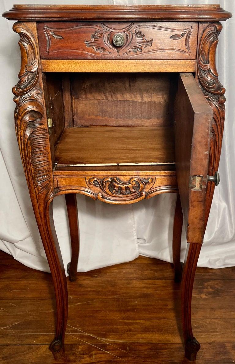 Antique French Walnut and Marble Top Night Table, Circa 1880. For Sale 1