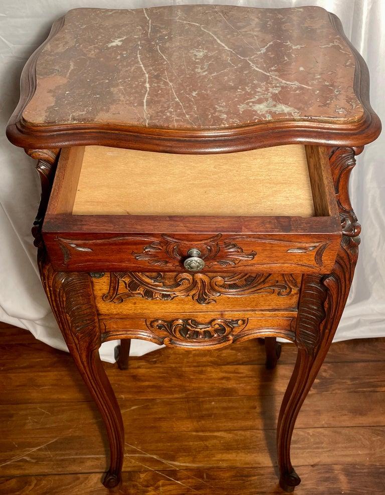 Antique French Walnut and Marble Top Night Table, Circa 1880. For Sale 3