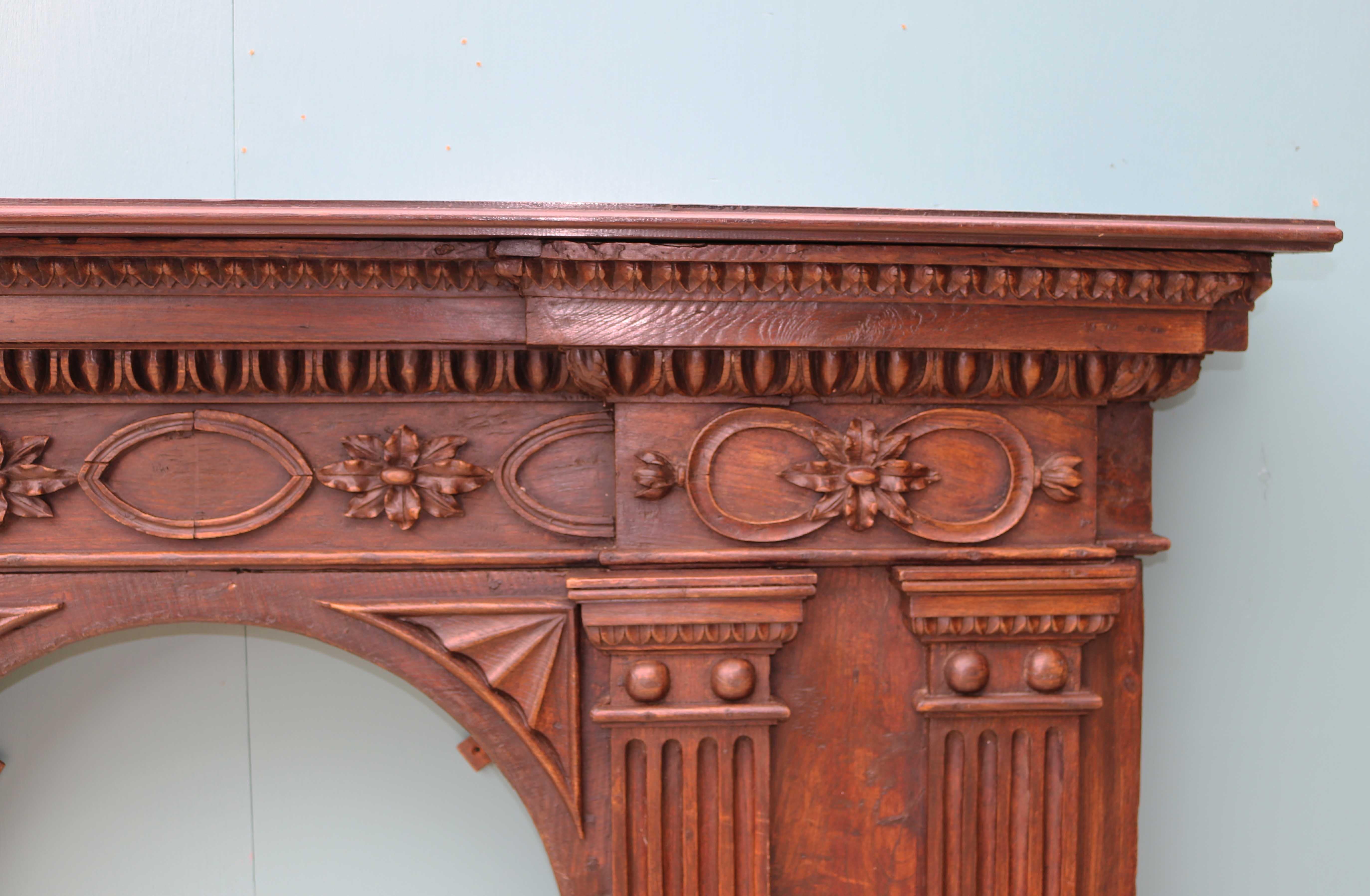 Antique French Walnut and Oak Fire Mantel In Good Condition For Sale In Wormelow, Herefordshire