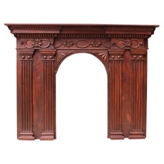Antique French Walnut and Oak Fire Mantel