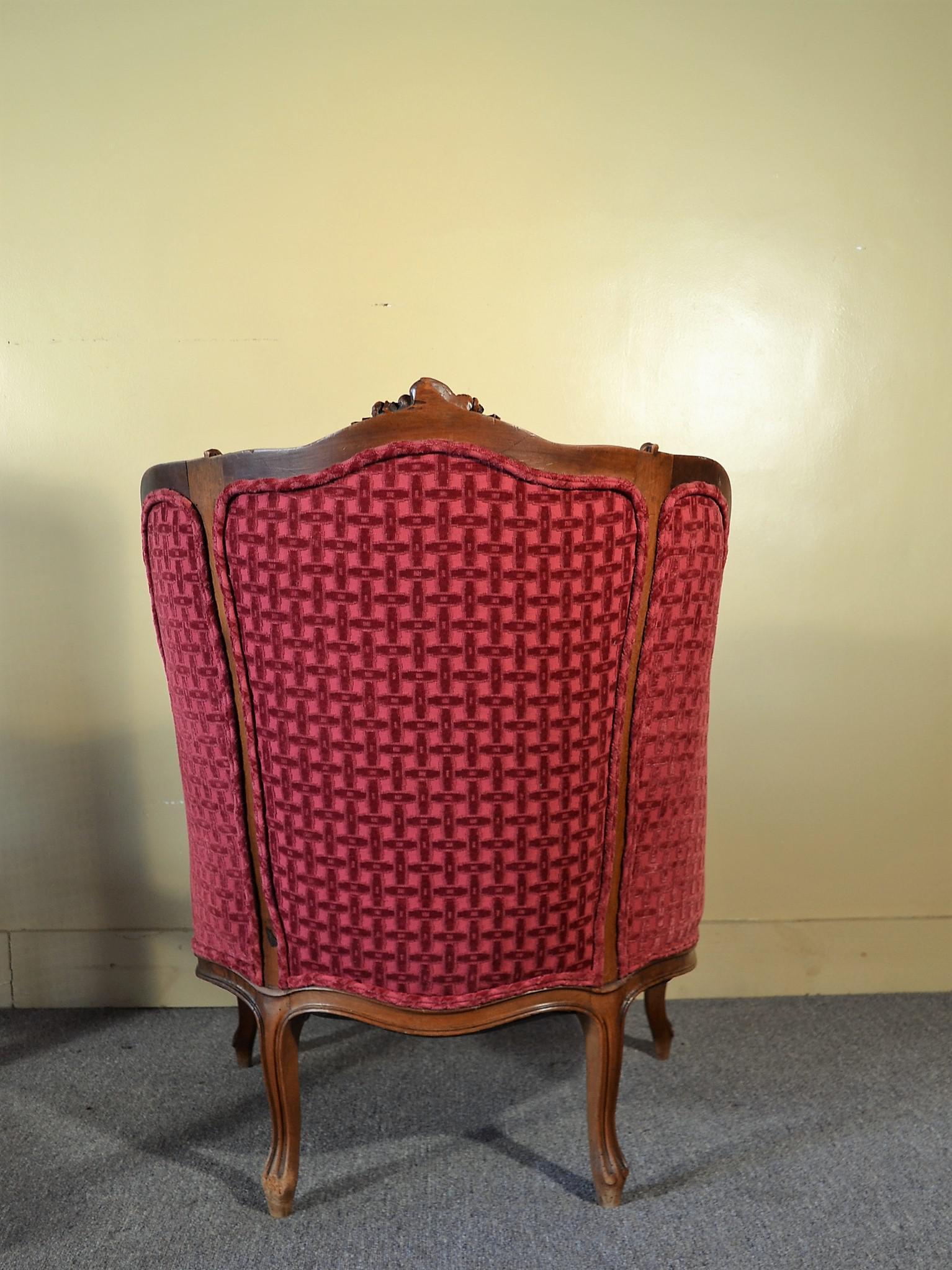 19th Century Antique French Walnut Bergère For Sale