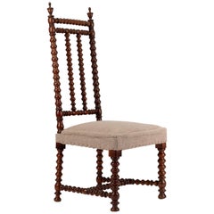 Antique French Walnut Bobbin Side Chair or Nursing Chair, circa 1850